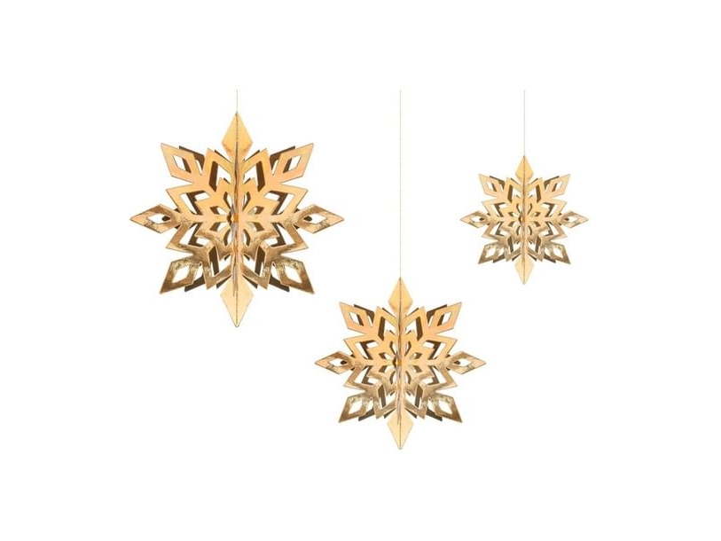 Hängande snöflingor i guld | N - A | GameStuff