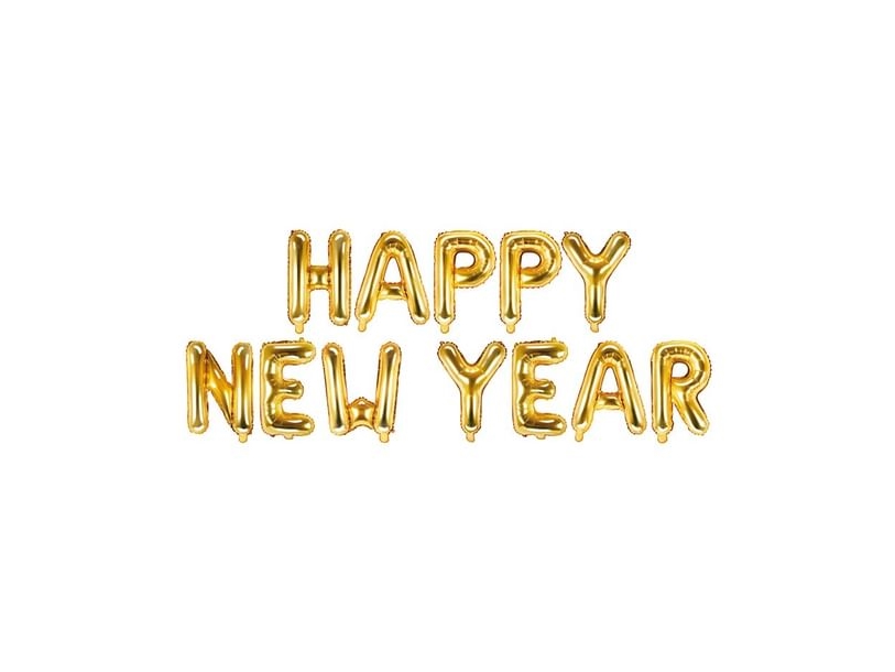 Partydeco Happy New Year, Spielzeugballon, Folie, Gold, Monochromatisch, Silvester, Letter