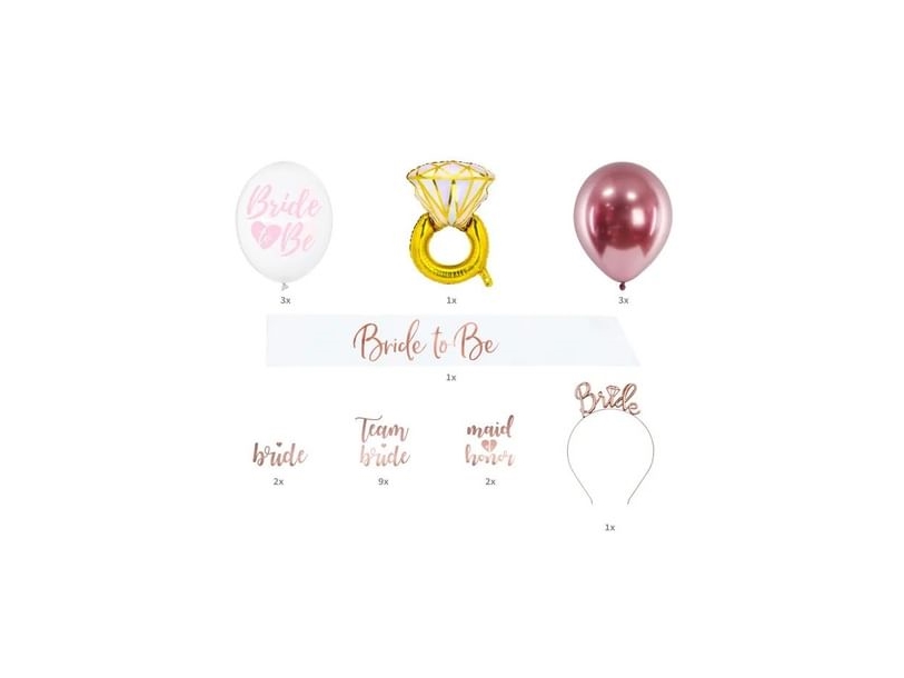 PartyDeco ZAW2, Dekoration, Folie, Latex, papper, Guld, Rosa, Rose Gold, Vit, Bröllop, 1 styck, 185 mm | N - A | GameStuff