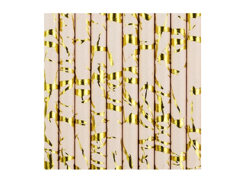 Papierstrohhalme Hellrosa/Gold
