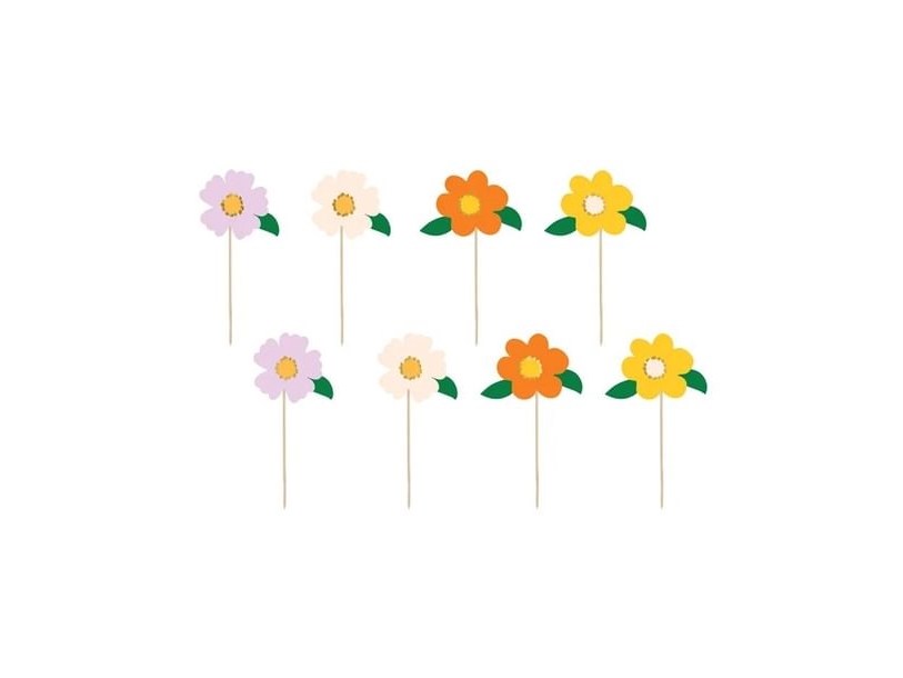 Tårtdekoration blommor 13 cm 8 st | Skola & Hobby - Festdekorera - Tårtljus | GameStuff