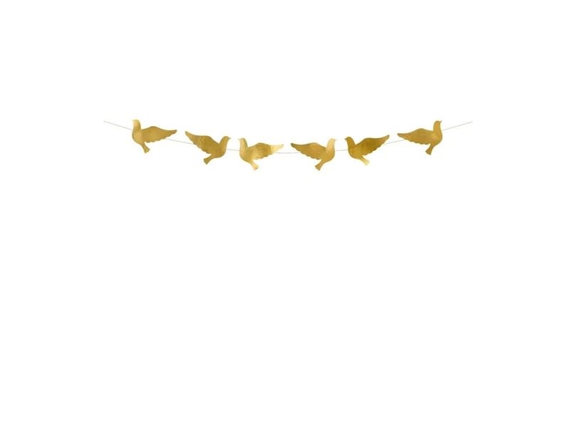 Partydeco Girlande Tauben, Gold, 86Cm, Garland, Papier, Gold, Hochzeit, 0,86 M, Junge/Mädchen