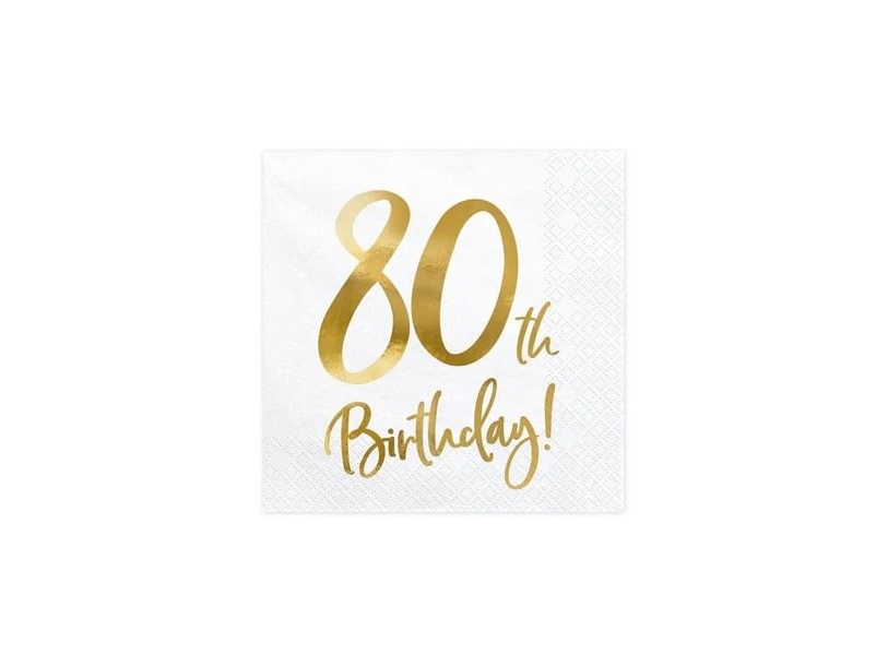 Servietten 80. Geburtstag, Gold