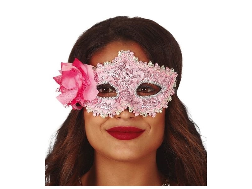 Rosa Halbmaske Mit Blume