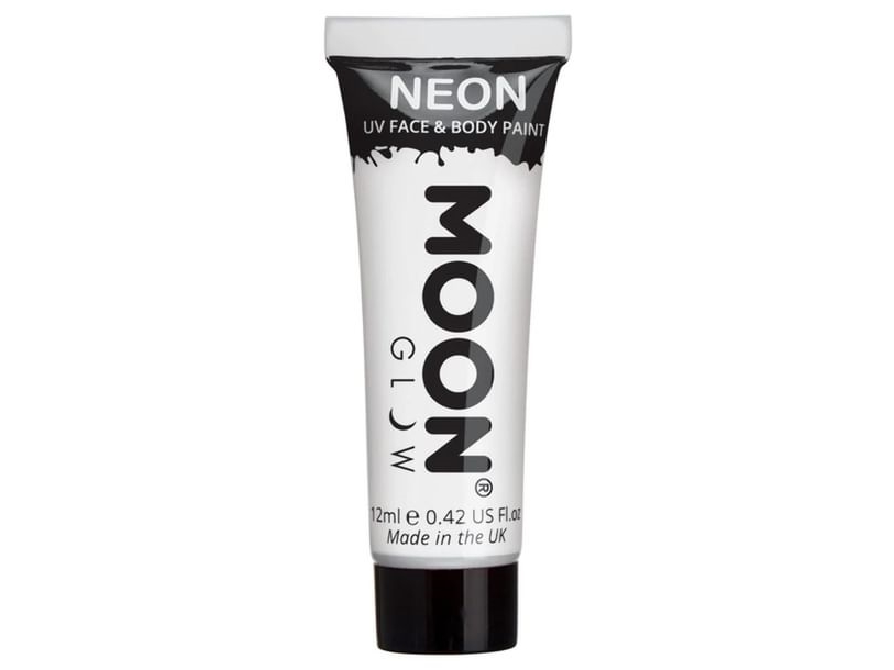 Hvid neon UV krop og ansigstmaling, 12 ml