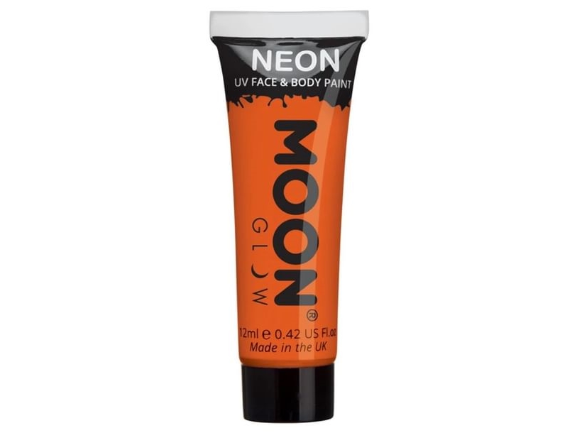 Orange neon UV krop og ansigstmaling, 12 ml