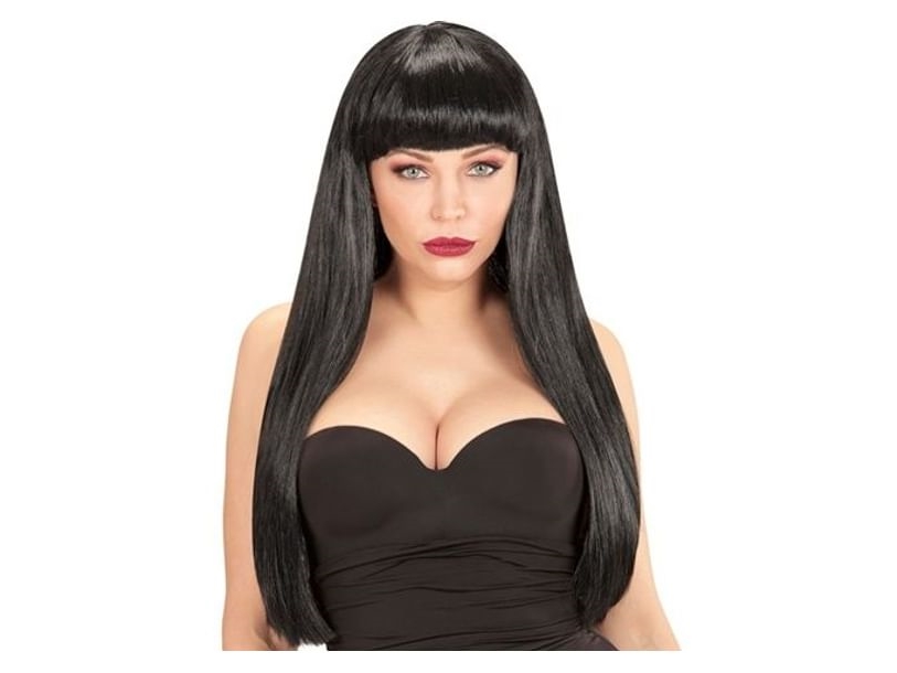 FestFarver: Lång fashion peruk i svart