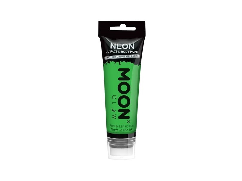 Grøn neon UV krop og ansigstmaling, 75 ml.