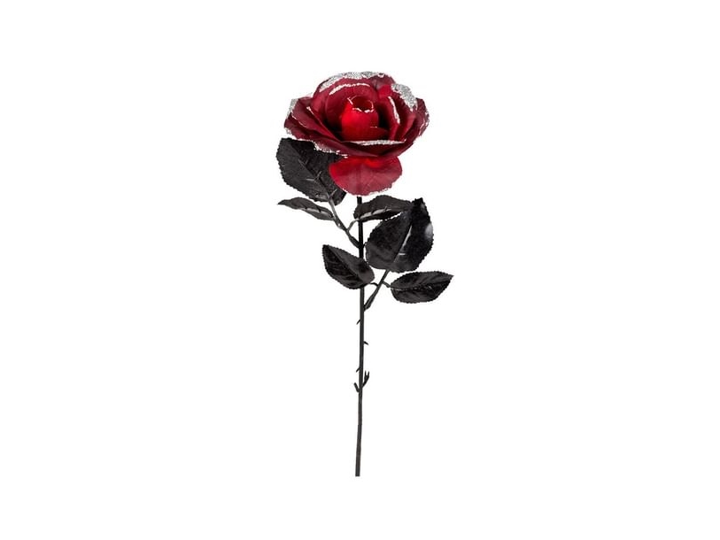 Rote Rose Mit Silbernem Glitter