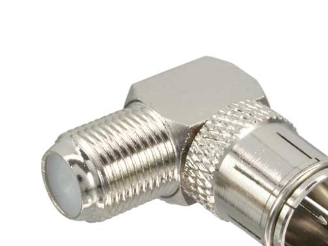 Inline Adapter F-Quick-Stecker (Sat) Auf F-Buchse (Sat), Gewinkelt, F, F, Silber