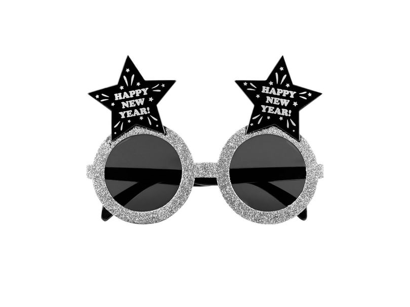 Silberne Frohes Neues Jahr-Brille