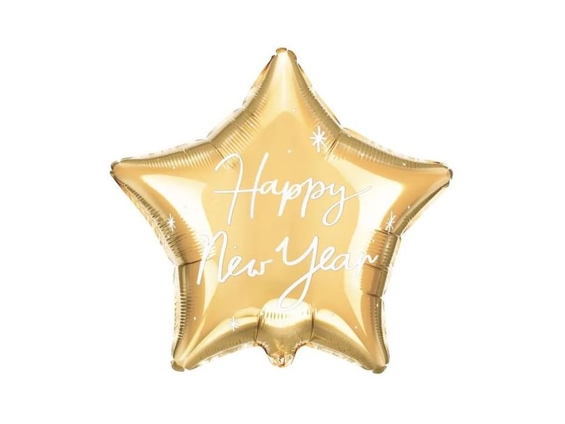 Partydeco Happy New Year, Spielzeugballon, Folie, Gold, Monochromatisch, Silvester, Stern