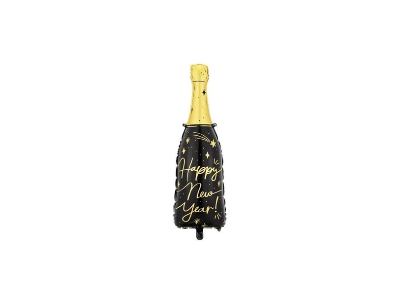 Partydeco Happy New Year, Spielzeugballon, Folie, Schwarz, Gold, Monochromatisch, Silvester, Rakete
