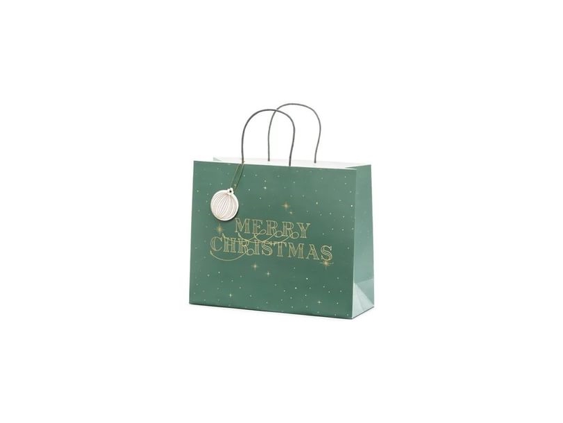 Grön MERRY CHRISTMAS presentpåse | N - A | GameStuff
