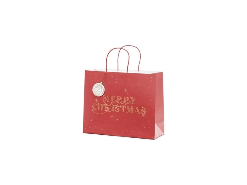 Rød MERRY CHRISTMAS gavepose