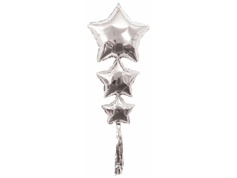 Silberner Stern-Folienballon Mit Lametta