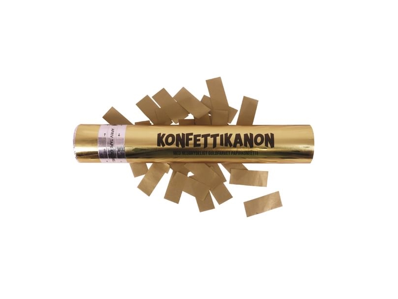 Konfettirør, guld 30 cm