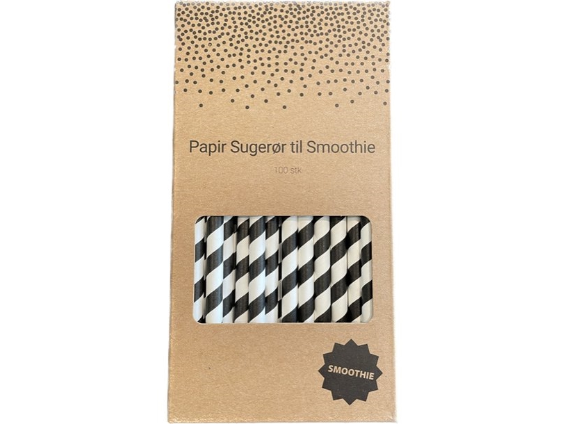 Papierstrohhalme Für Smoothie, 100 Stück Schwarz/Weiß