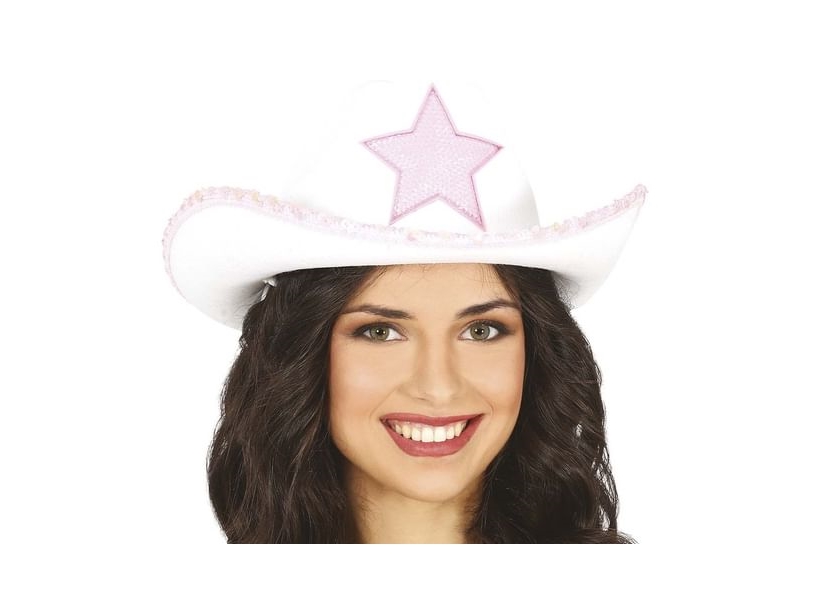 Weißer Cowboyhut Mit Rosa Stern