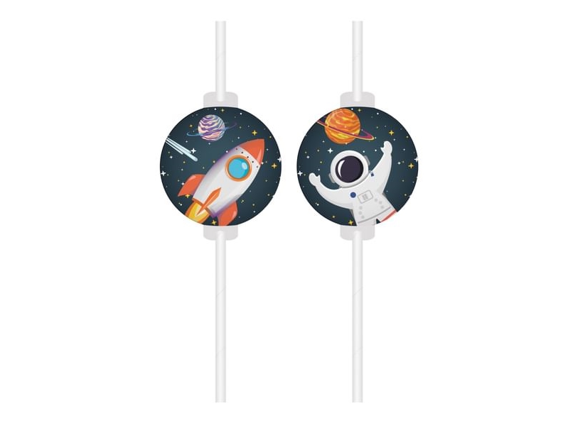 Rocket Space Papierstrohhalme, 4 Stk.