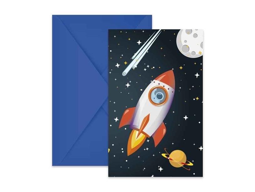Rocket Space Invitationer, 6 Stk