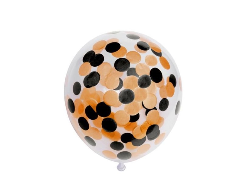 Ballon Med Orange Og Sort Papir Konfetti