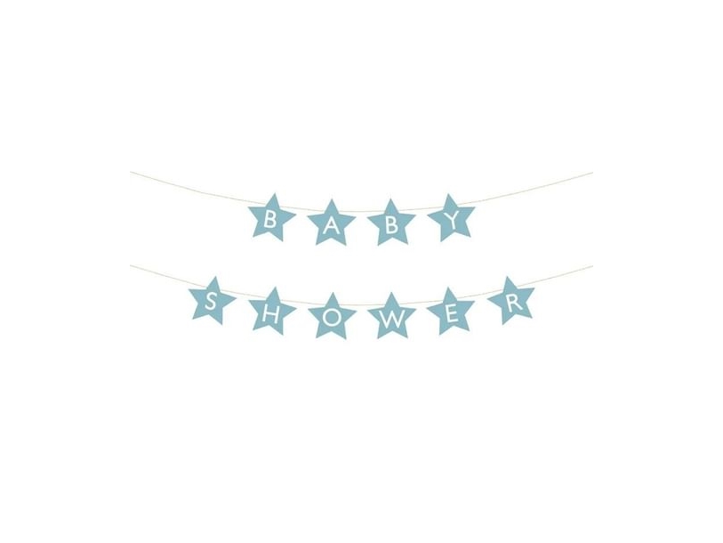 Baby Shower Sterngirlande, Hellblau