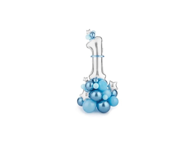 Partydeco Gbn7-1-001, Toy Balloon, Folie, Blau, Silber, Geburtstag, Modellierungs-Ballon, 8 Jahr(E)