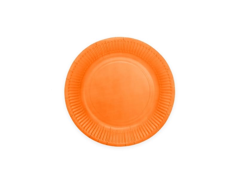 Orange engångstallrikar i papper, 18 cm, 8 st | N - A | GameStuff
