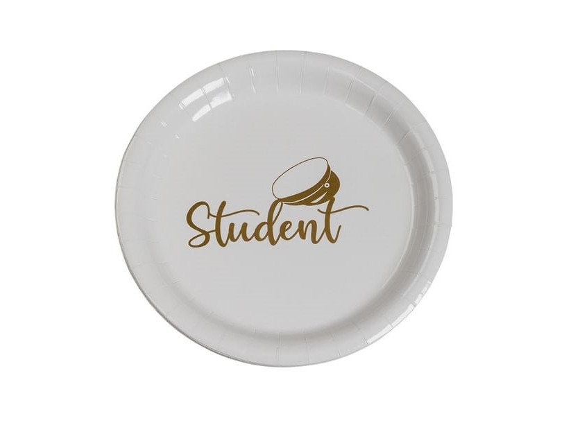 Paptallerkner Student 8 Stk. - Guldmetallic