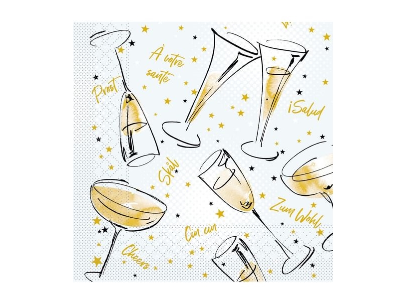 Nytårsservietter Cheers, 100 Stk