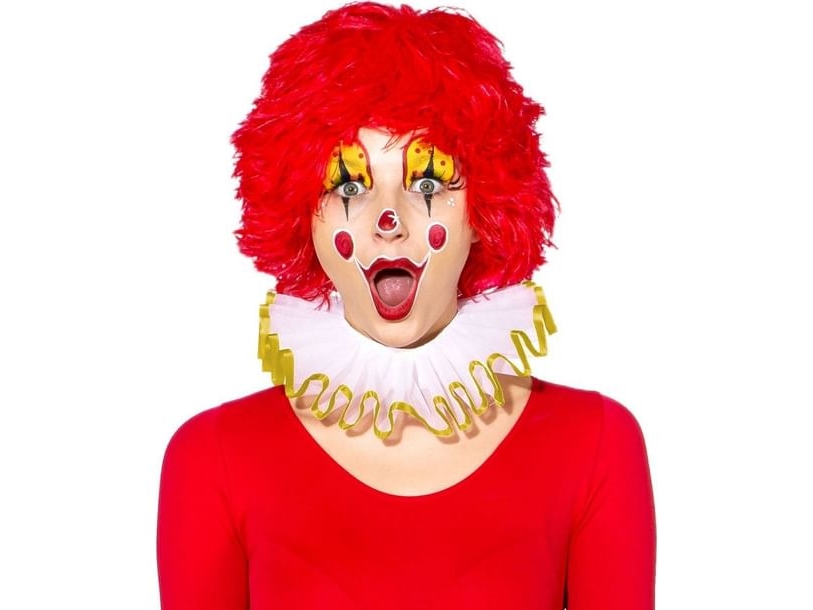 Weißes Clown-Halsband Mit Goldener Verzierung