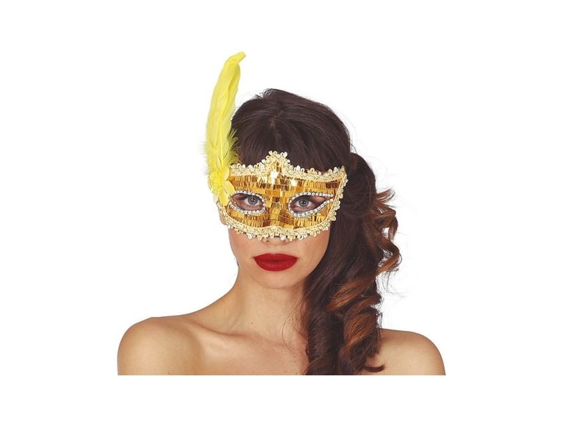 Goldene Halbmaske Mit Federn