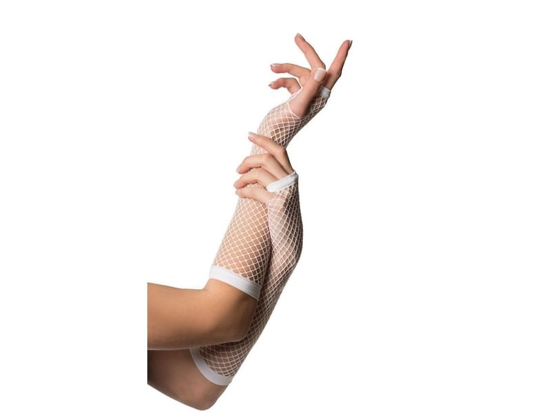 Weiße Fingerlose Netzhandschuhe