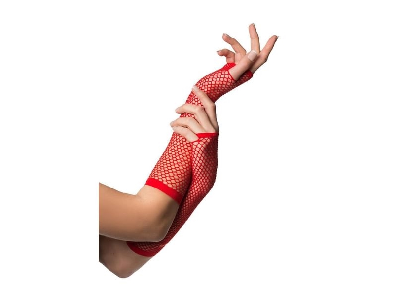 Rote Fingerlose Netzhandschuhe