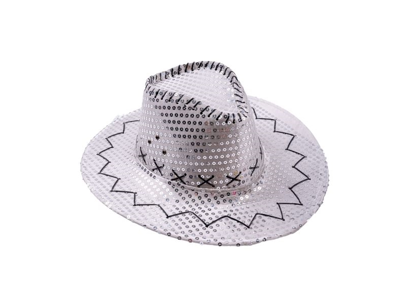 Hopeinen paljetti Cowboy-hattu