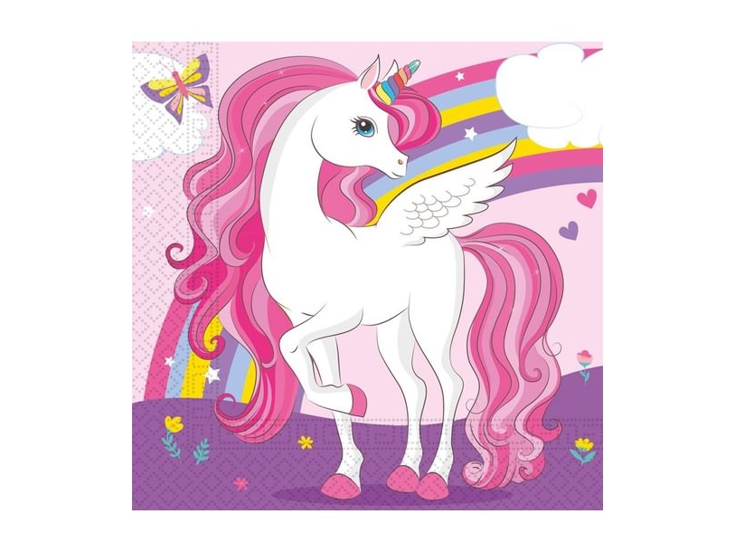 Procos Einhorn Regenbogenfarbe Zweilagige Papierservietten (93760)