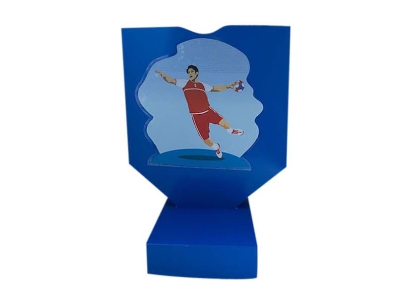 Handball-Liedschild Mit Junge, Blau