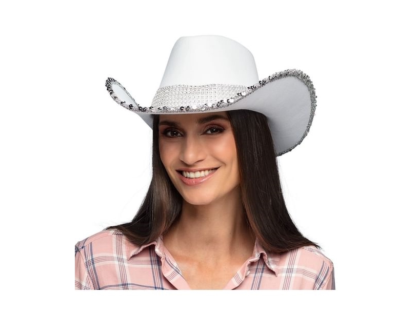 Weiße Cowboy-Basecap Mit Pailletten