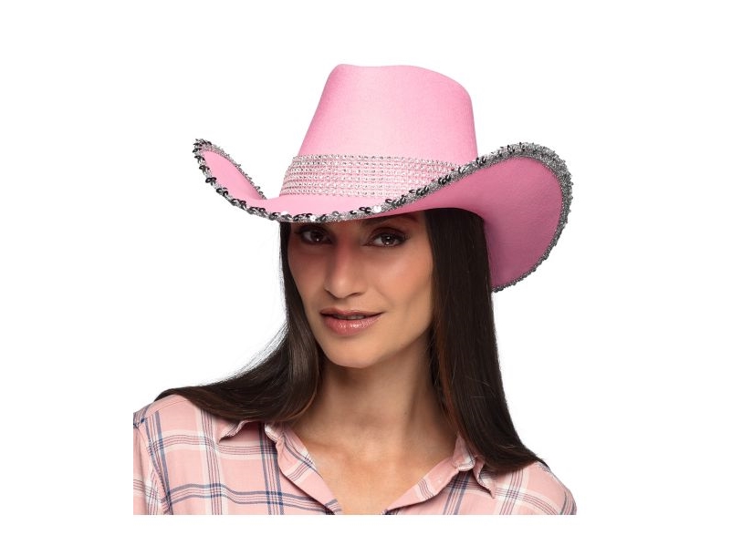 Rosa cowboyhatt med paljetter | Leksaker - Rollek - Kostym tillbehör | GameStuff