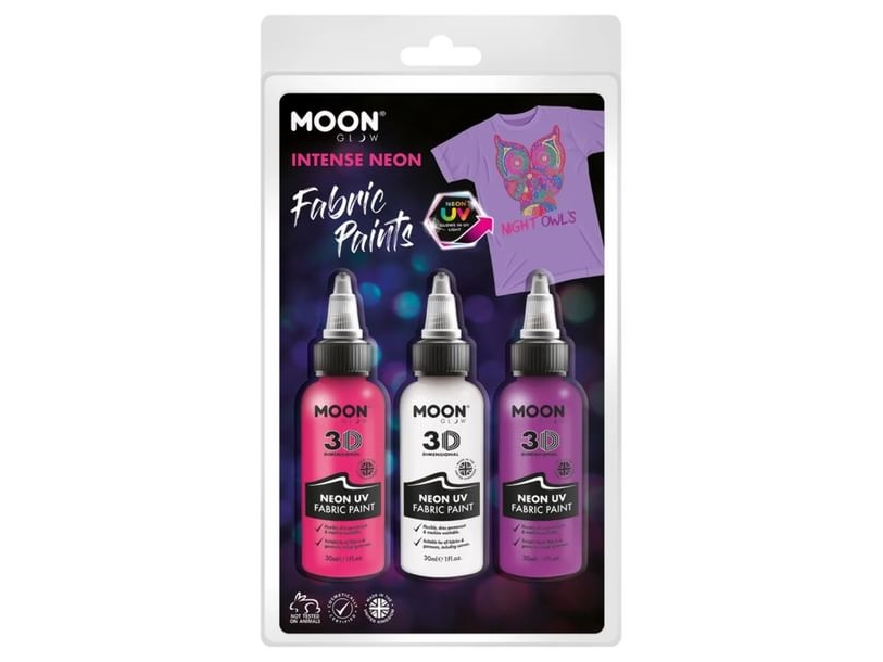 Neon UV stofmaling, 3 pak, pink mix