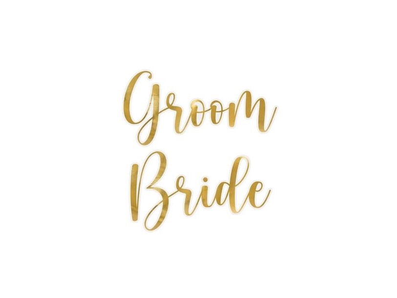 Guld Stickers Bride Groom