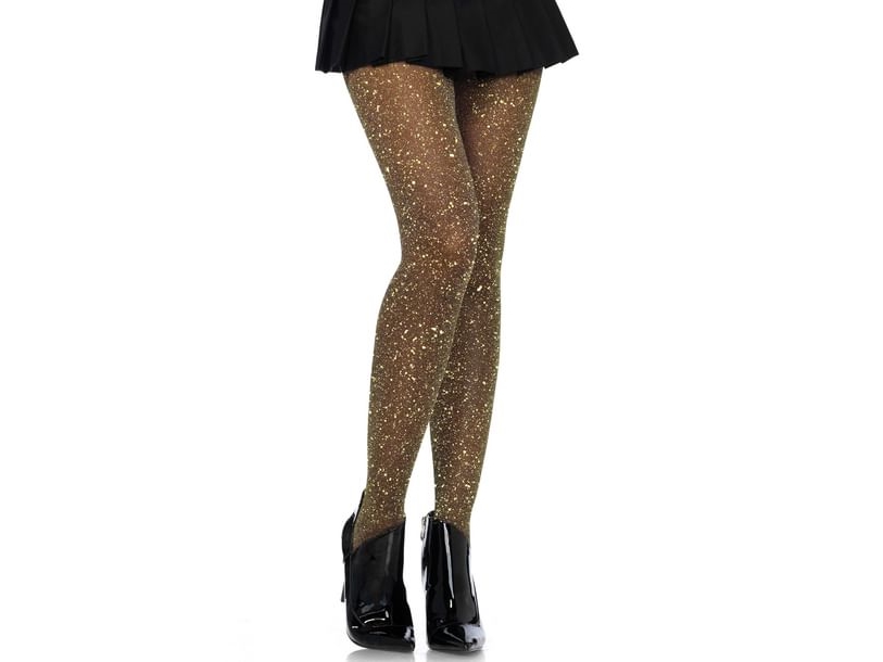 Sorte strømpebukser med guld glimmer