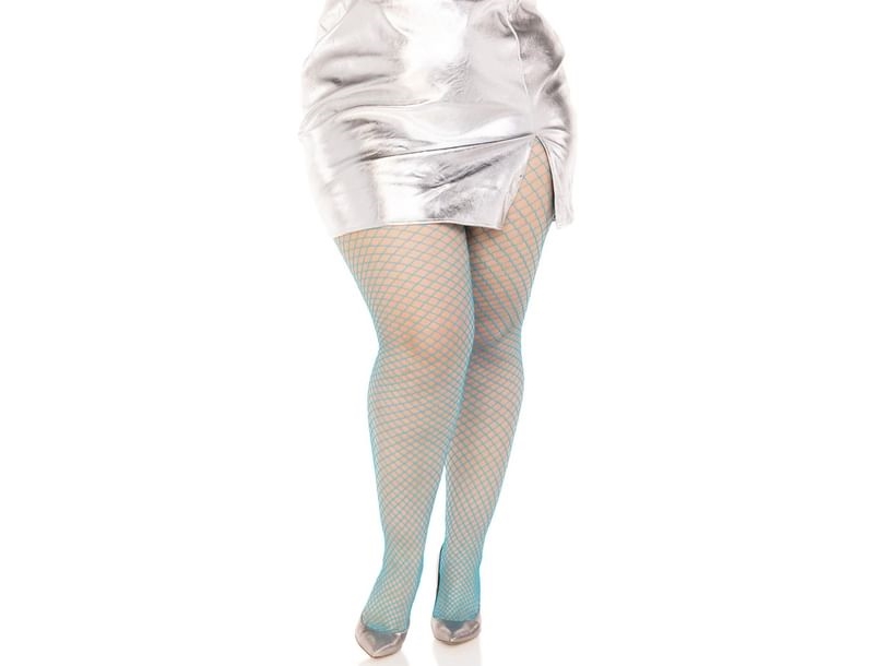 Neonblaue Netzstrumpfhose Plus