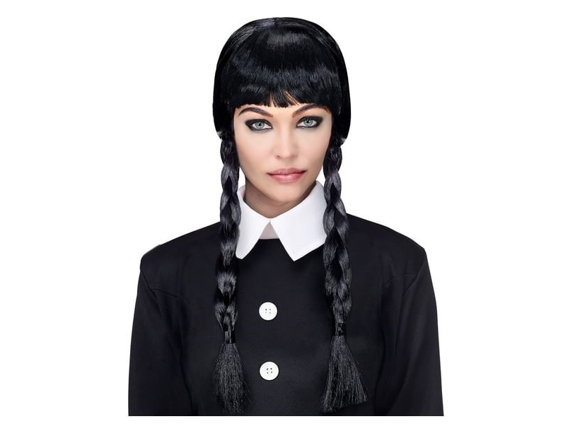 Svart peruk med flätor | Leksaker - Rollek - Kostym tillbehör | GameStuff
