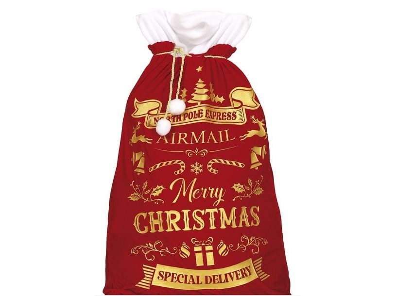 Roter Weihnachtsmann-Sack Mit Goldschrift