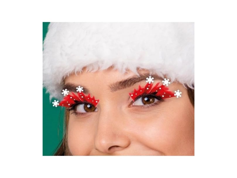 Rote Wimpern Mit Schneeflocken