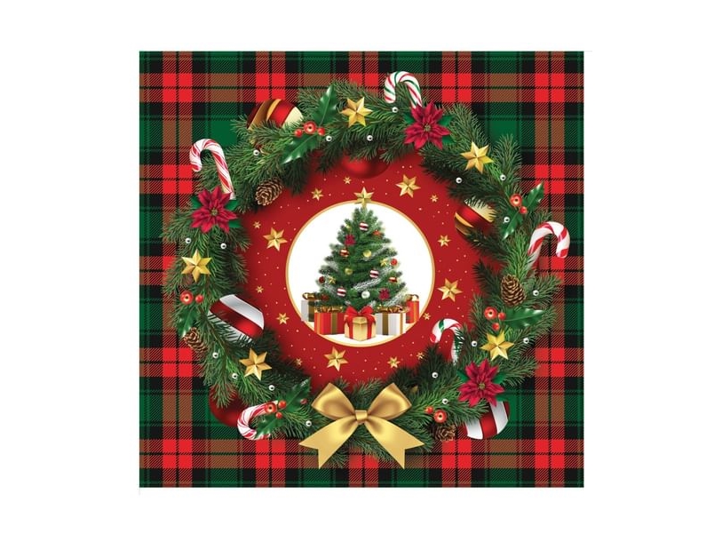 Weihnachtsservietten Mit Schottenmuster