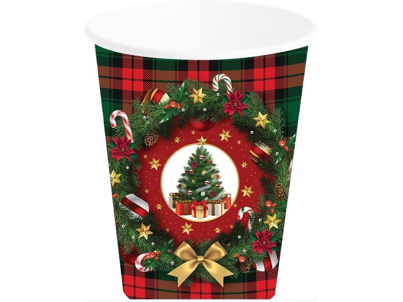 Pappbecher Mit Weihnachtsmotiven, Tartan