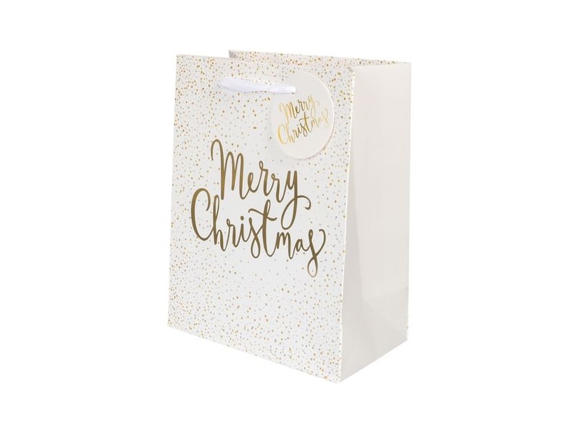 Geschenktüte Merry Christmas, Weiß